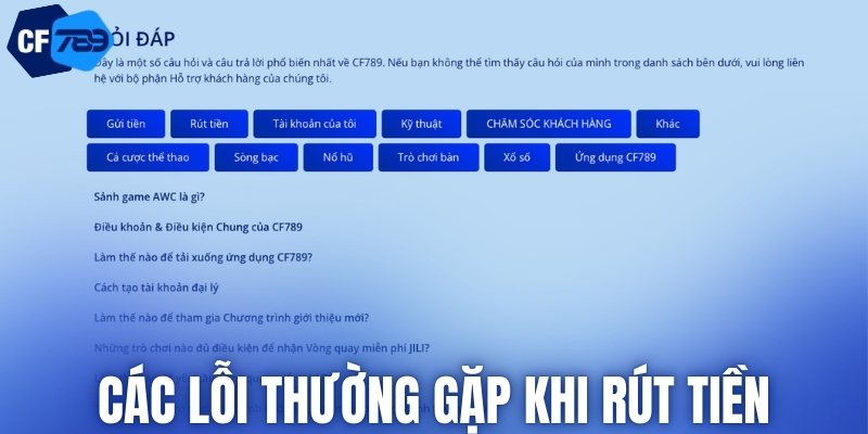 Các lỗi thường gặp trong quá trình rút tiền