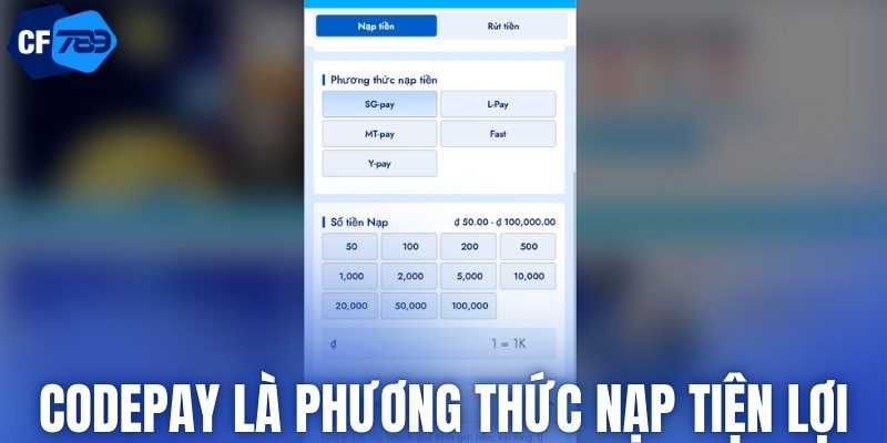 Codepay là phương thức nạp tiền tiện lợi