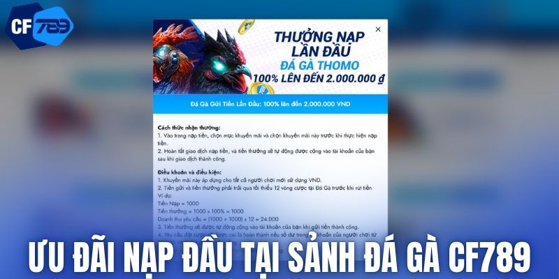 Ưu đãi nạp đầu tại sảnh đá gà CF789